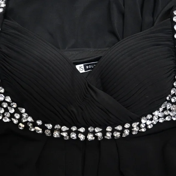 JS Boutique Women's 8 Black Rhinestone Embellished Evening Gown - Picture 7 of 11
